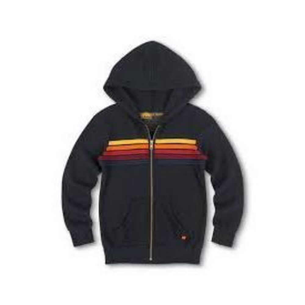 Aviator Nation Rainbow Five Stripe Zip Up Hoodie Charcoal Youth 14